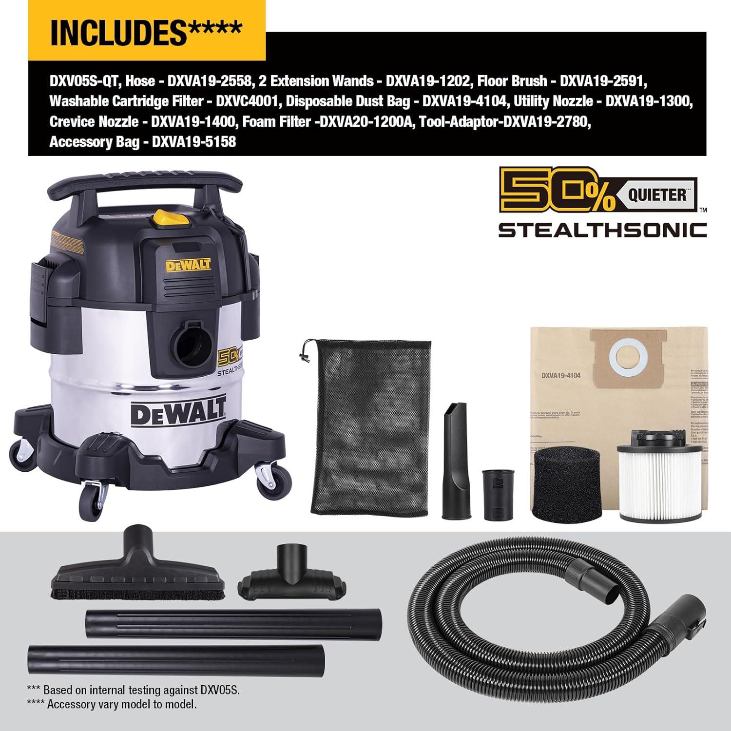 Aspiradora de Taller DEWALT DXV05S-QT 5 Galones 4 HP Húmeda y Seca