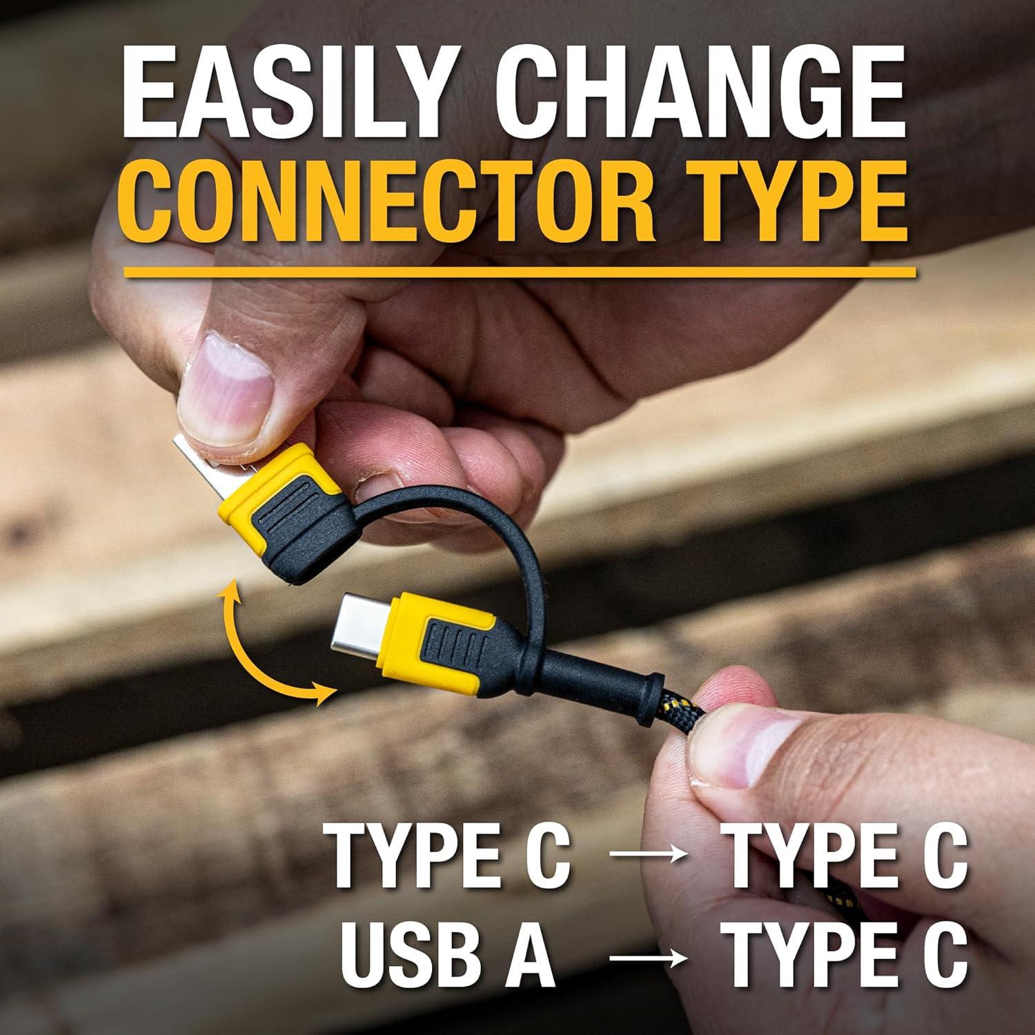 Cable de Carga 2en1 DEWALT USB-C 1.83m Carga Rápida 60W