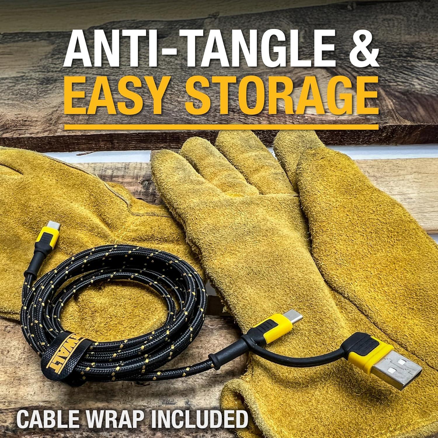 Cable de Carga 2en1 DEWALT USB-C 1.83m Carga Rápida 60W