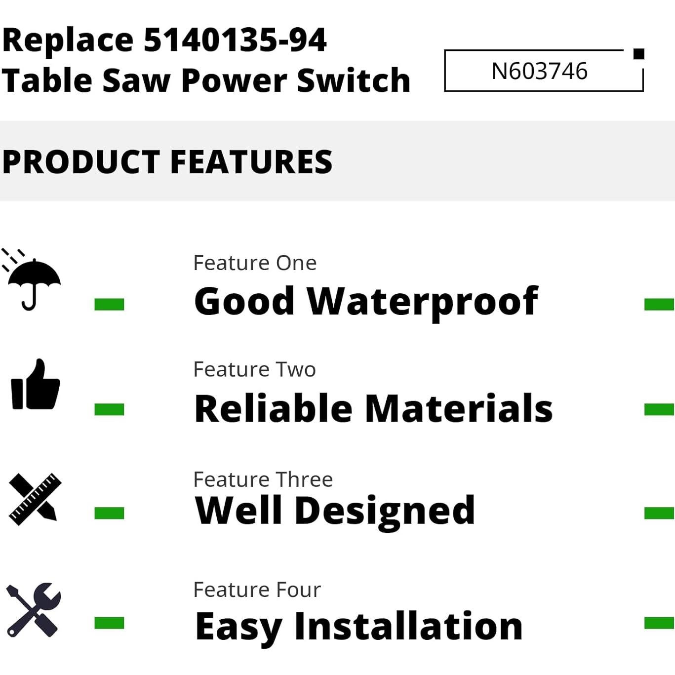 Interruptor de Sierra de Mesa Sthovd N603746 Compatible DWE7485