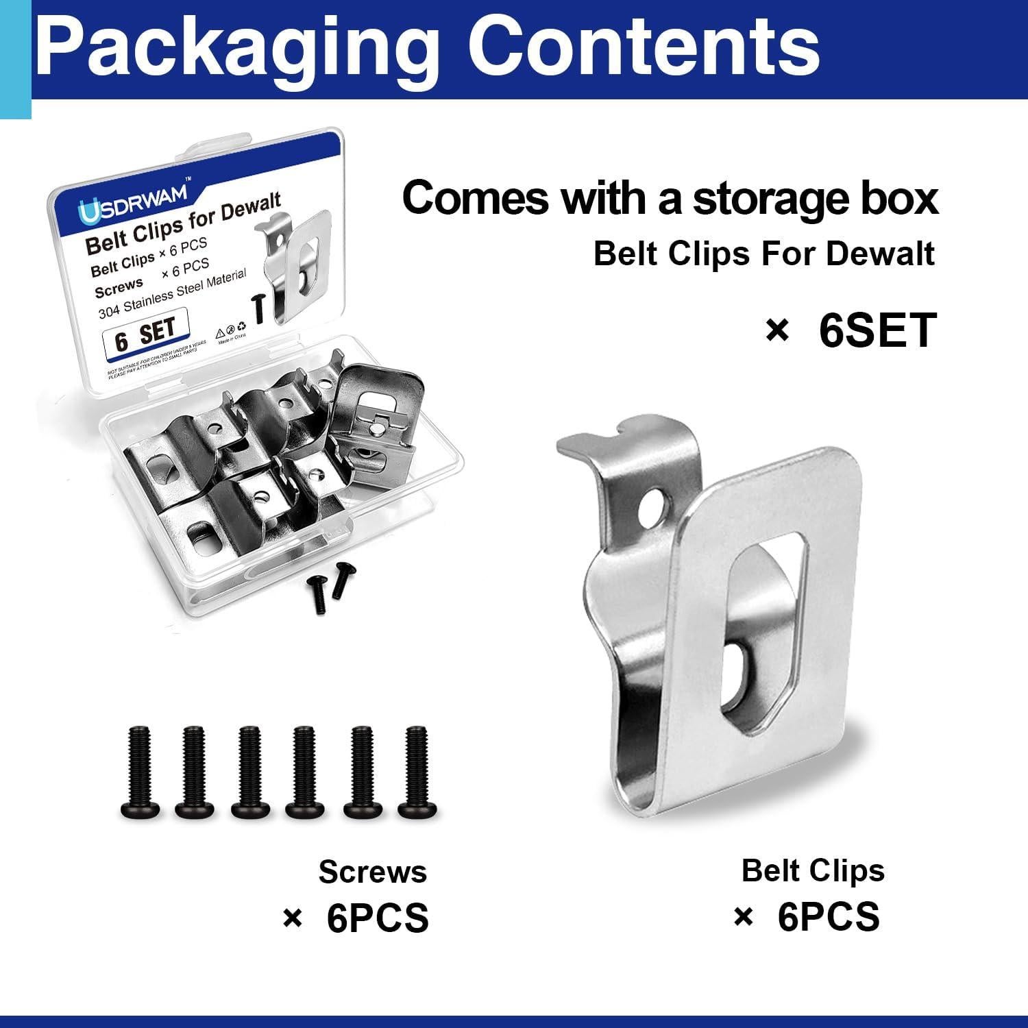 Ganchos para Cinturón Dewalt 6 Piezas Acero Inoxidable