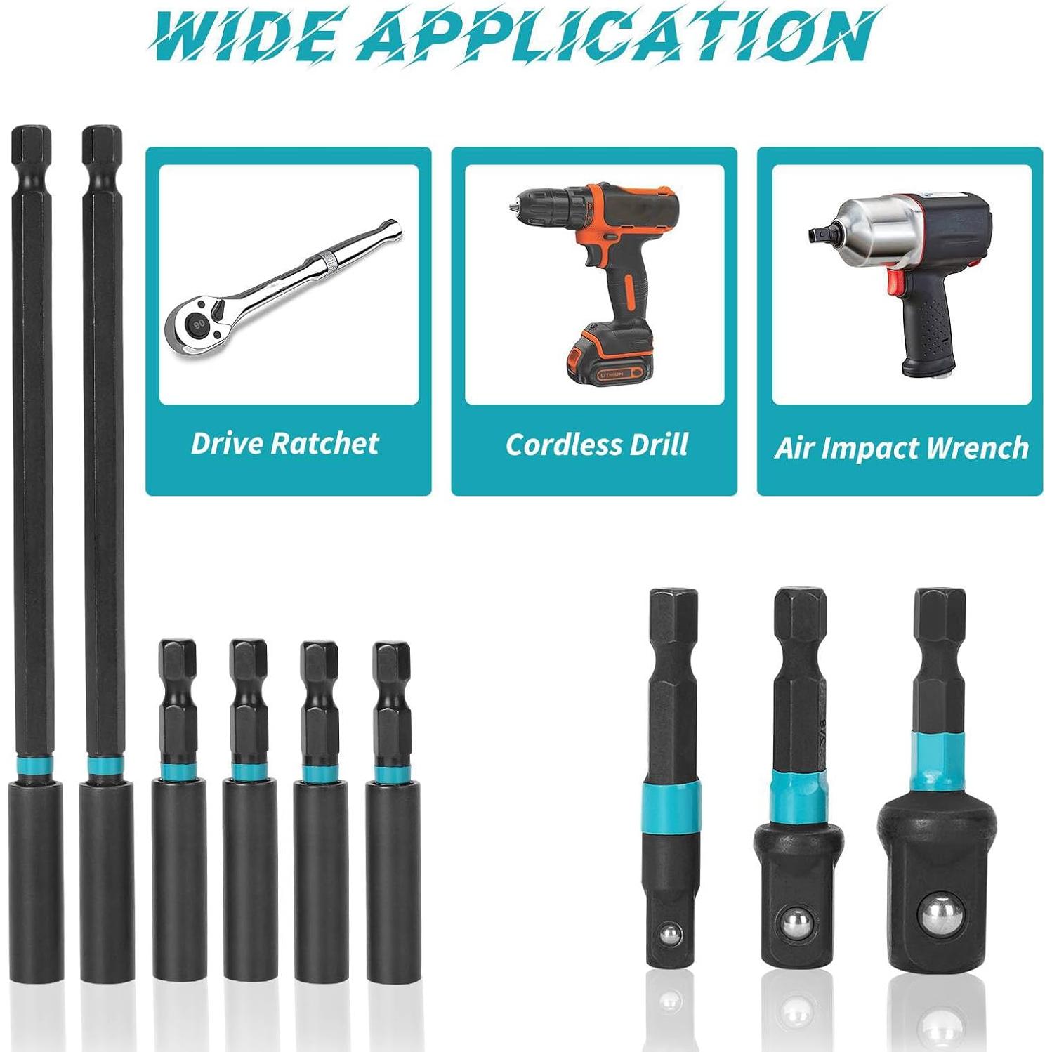 Juego de adaptadores de bits V2ine 10 piezas con estuche