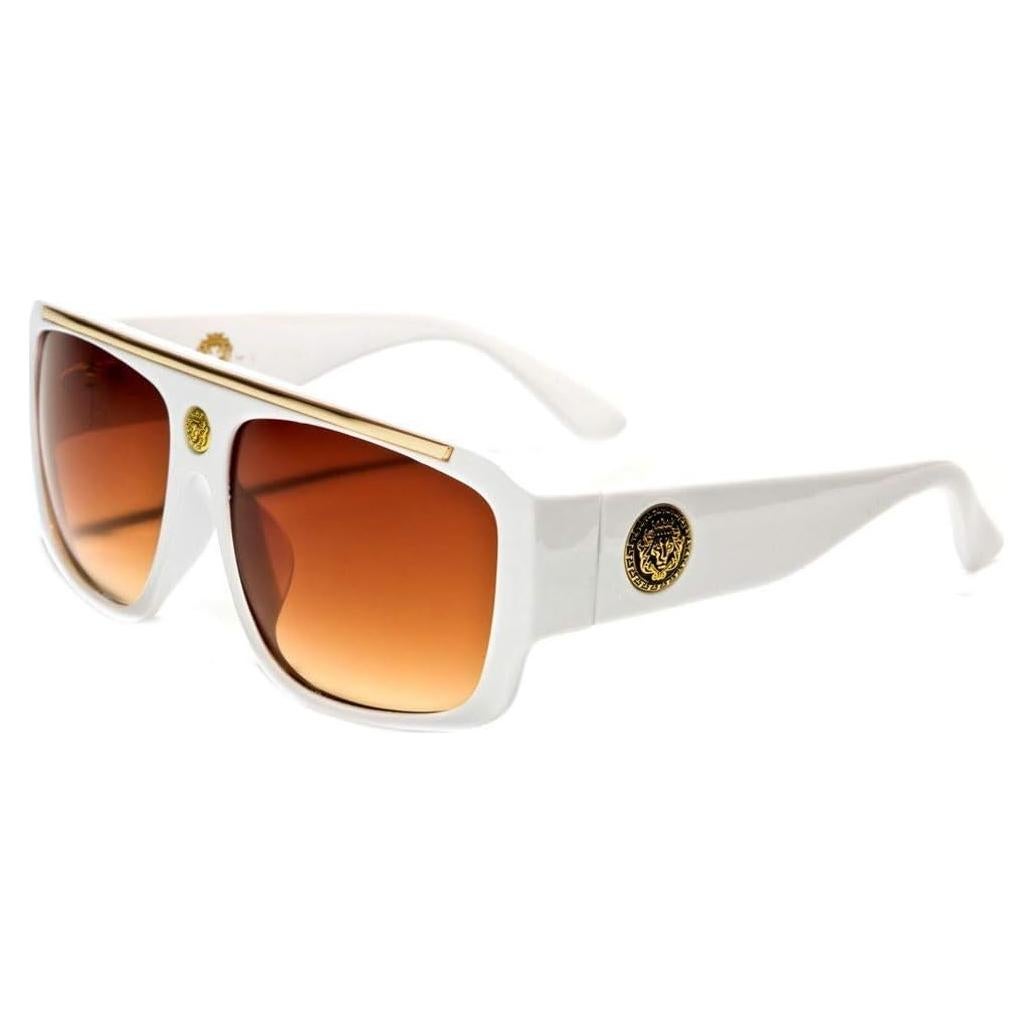 Gafas de sol aviador Kleo retro blanco y dorado UV400