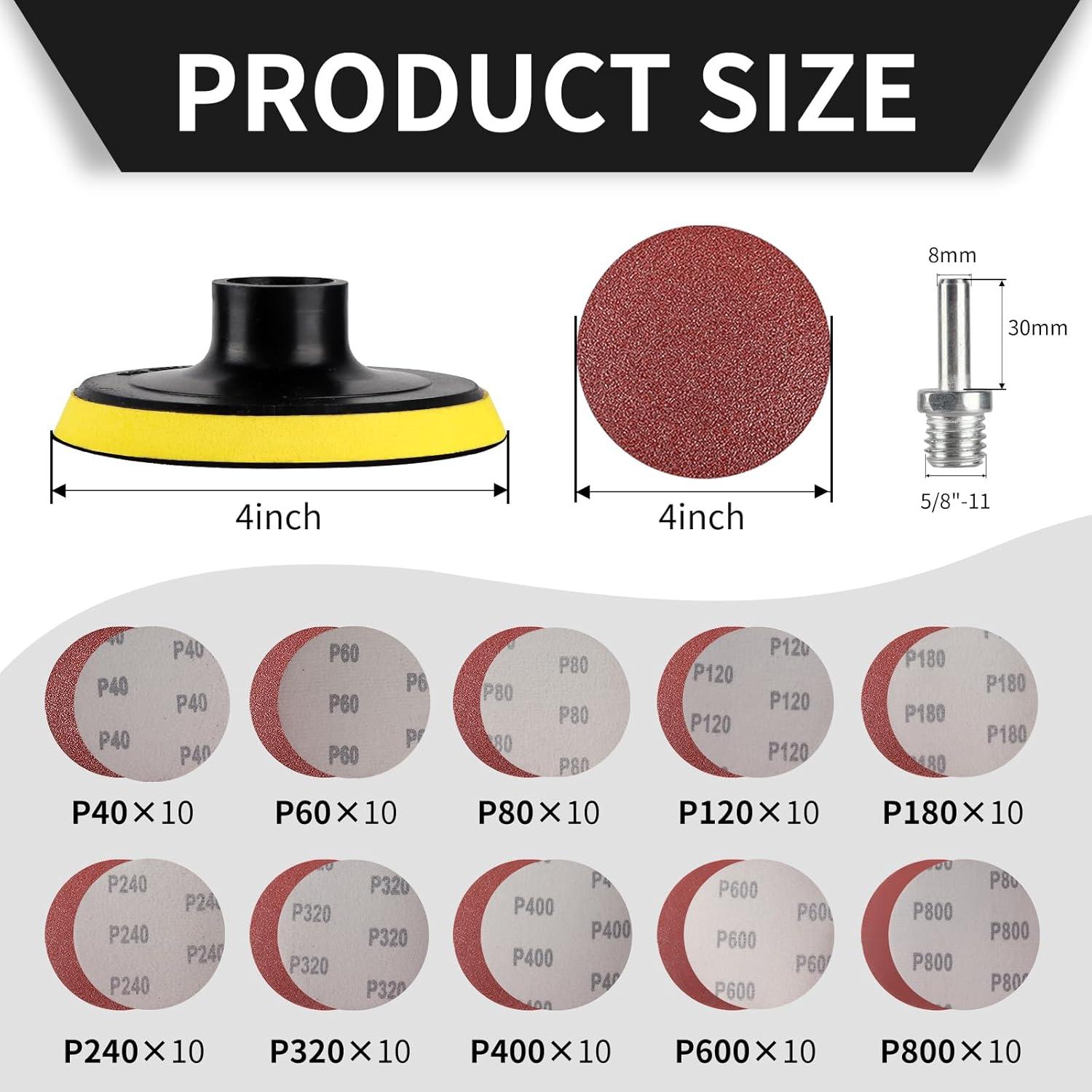 100 Discos de Lijado 4" Boounyatin con Adaptador 8mm