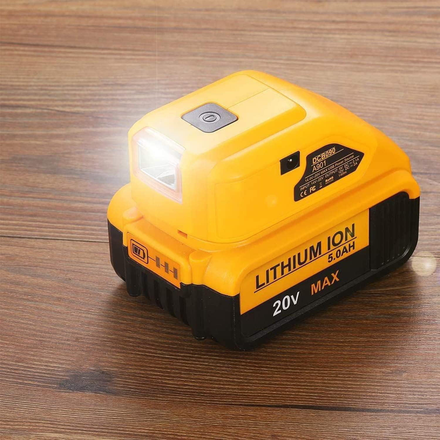 Adaptador de Batería Dewalt DCB090 con Luz LED y USB