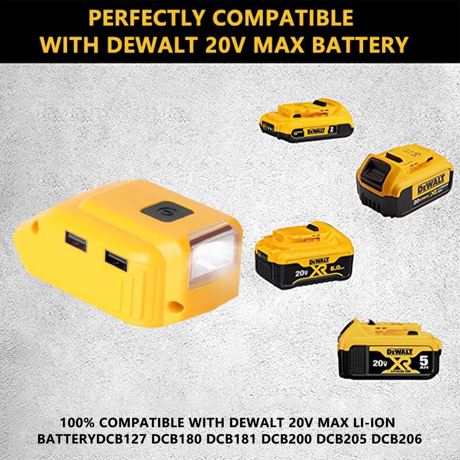 Adaptador de Batería Dewalt DCB090 con Luz LED y USB