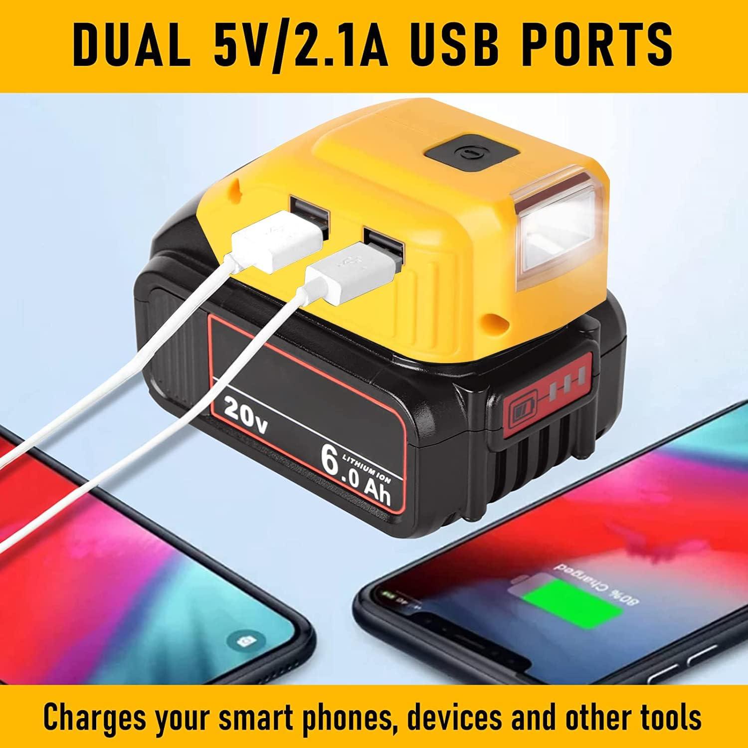 Adaptador de Batería Dewalt DCB090 con Luz LED y USB