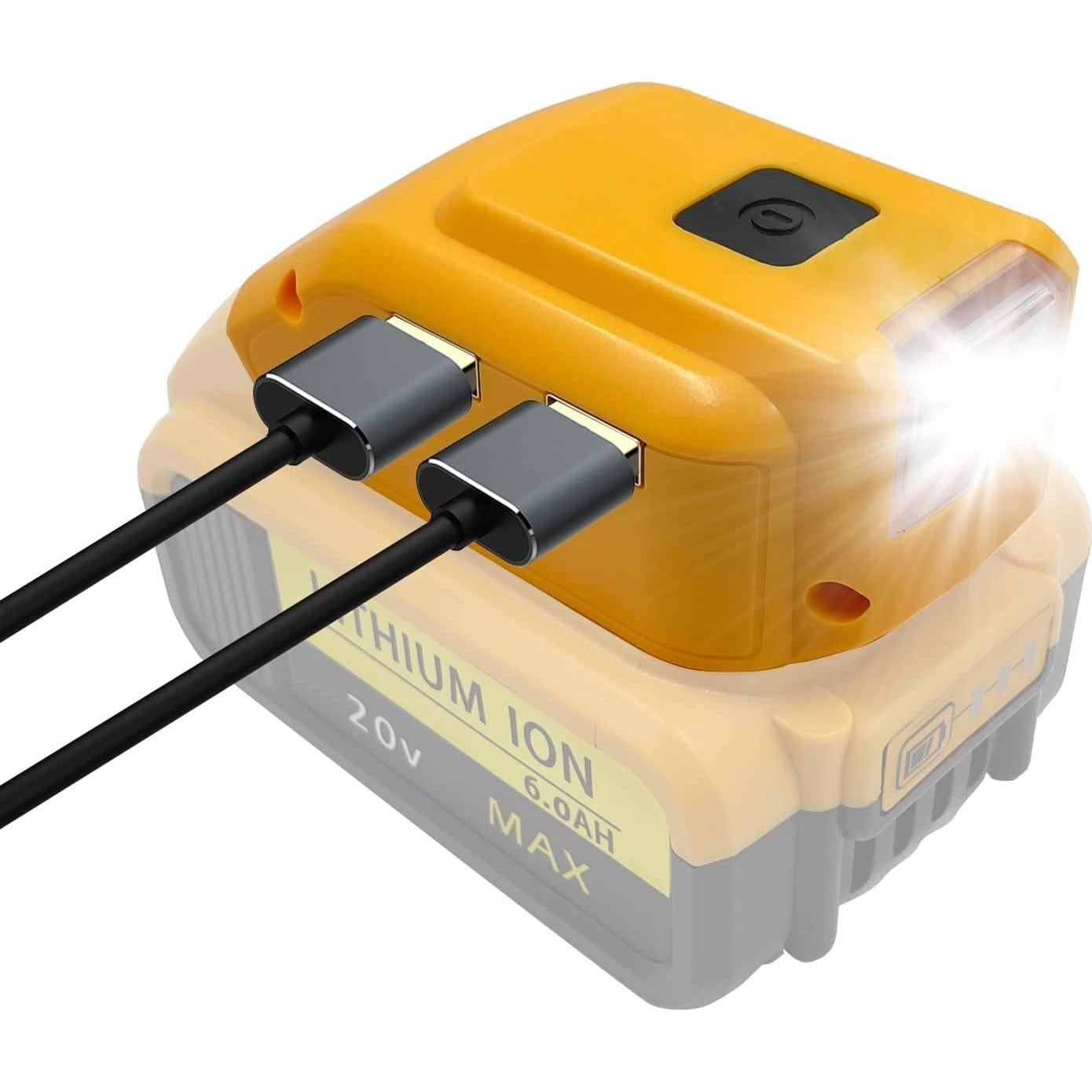 Adaptador de Batería Dewalt DCB090 con Luz LED y USB
