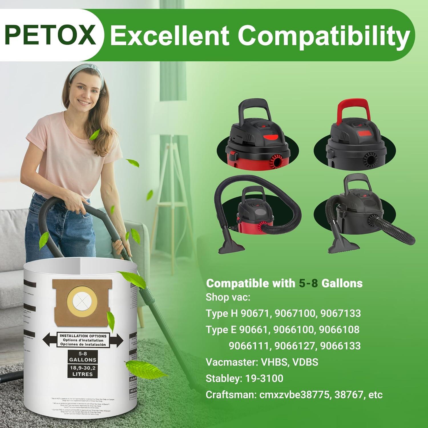 5 Bolsas de Vacío PETOX para Shop Vac 5-8 Galones