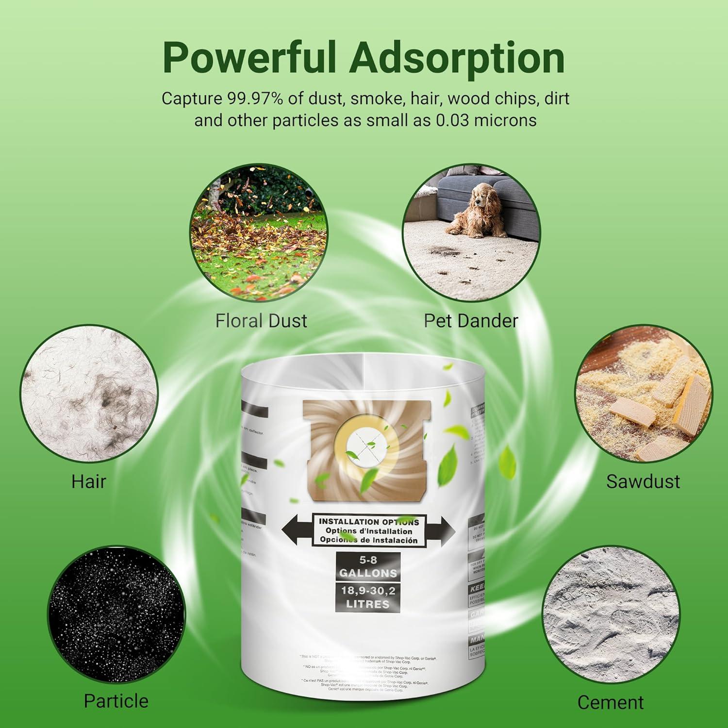 5 Bolsas de Vacío PETOX para Shop Vac 5-8 Galones