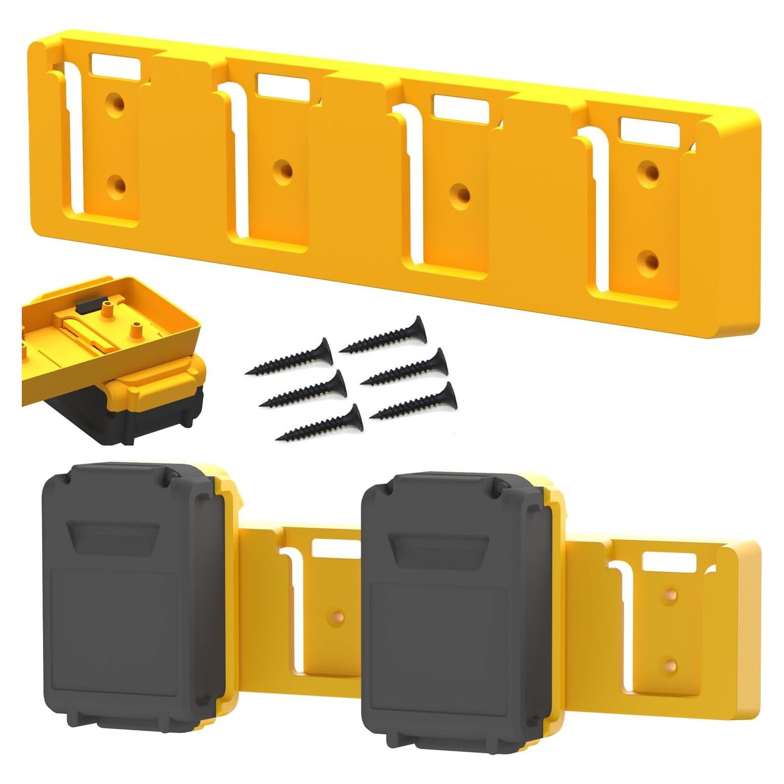 Soporte de Batería DeWalt 20V Amarillo para 4 Baterías