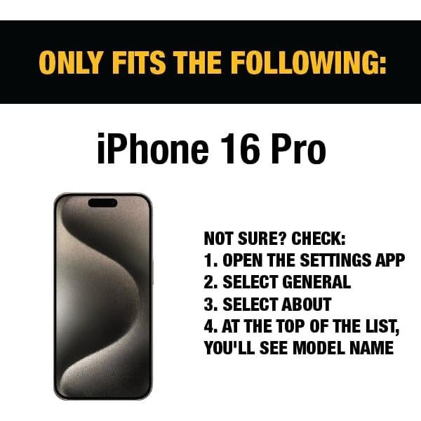 Protector de Pantalla DEWALT para iPhone 16 Pro - Vidrio Templado