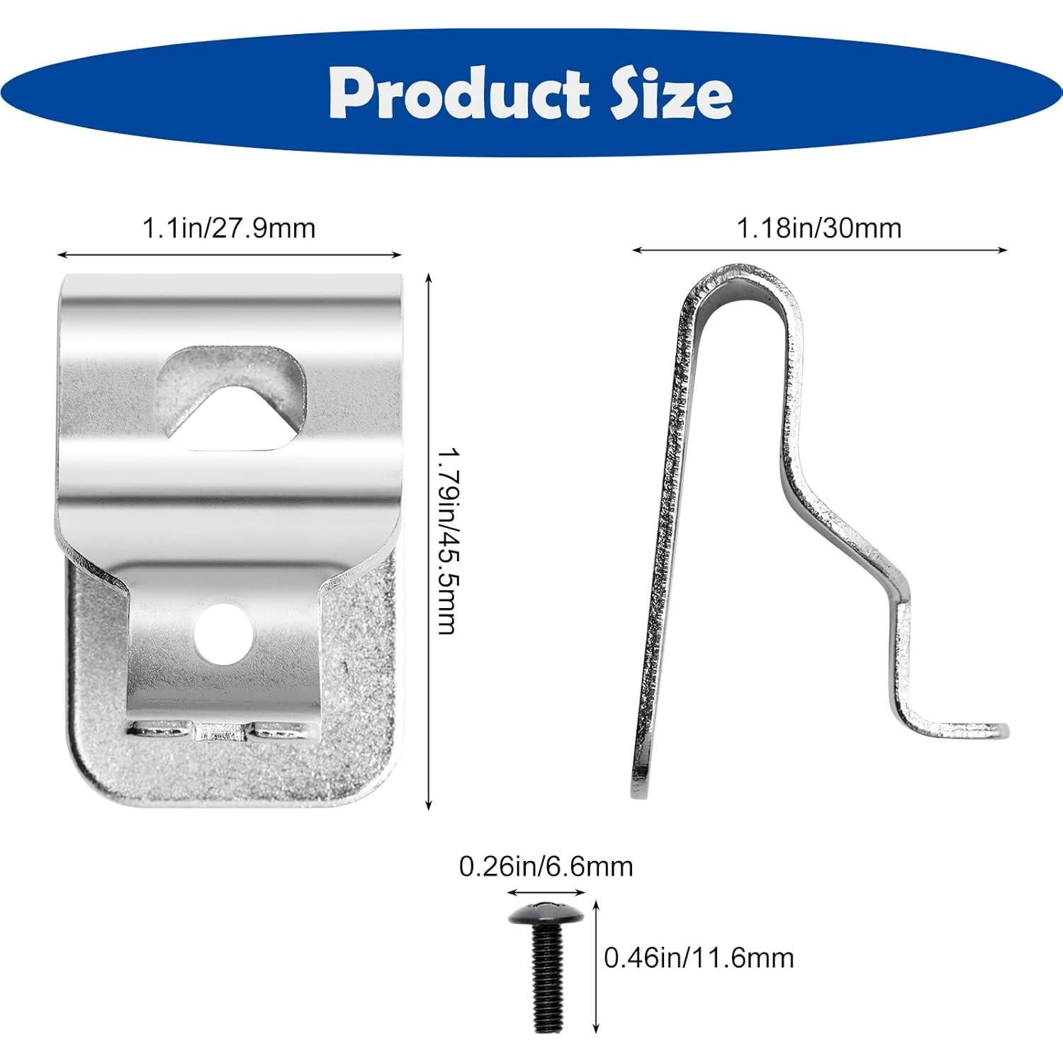 10 Clips de Cinturón Dewalt N268241 Acero Inoxidable 304