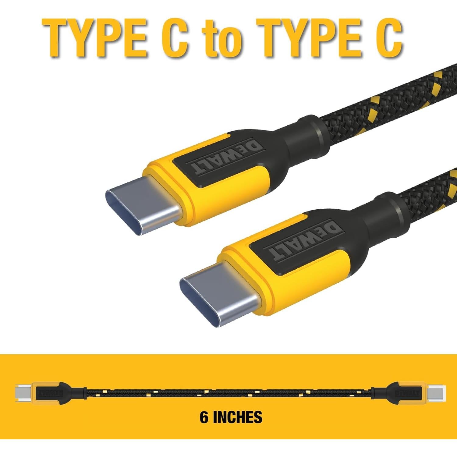 Cable USB C a USB C DEWALT 60W 15.24 cm 2 paquetes
