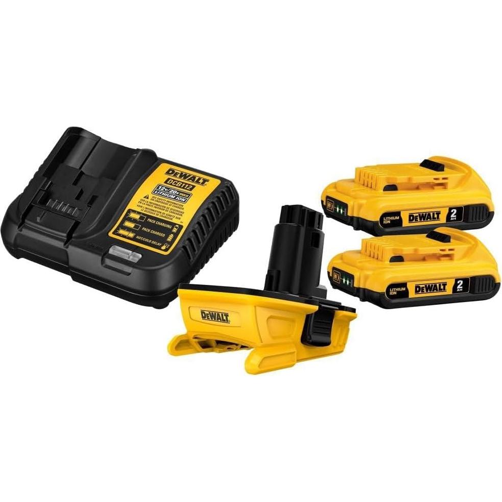 Kit Adaptador Batería DEWALT 20V MAX con 2 Baterías y Cargador