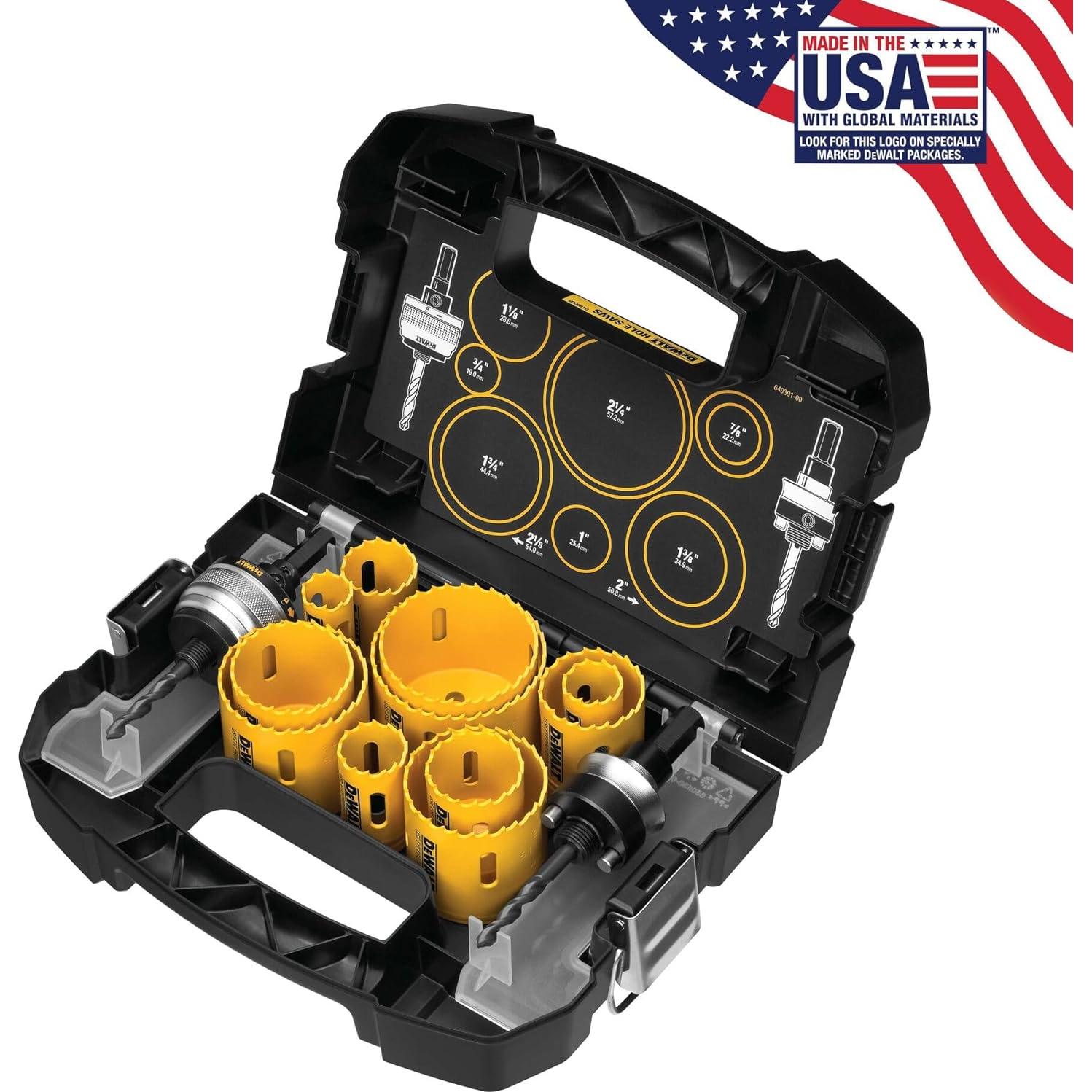 Hole Saw Kit, 14-Piece, Includes 2 Quick Change Mandrels and Pilot Point Bits (D180005)