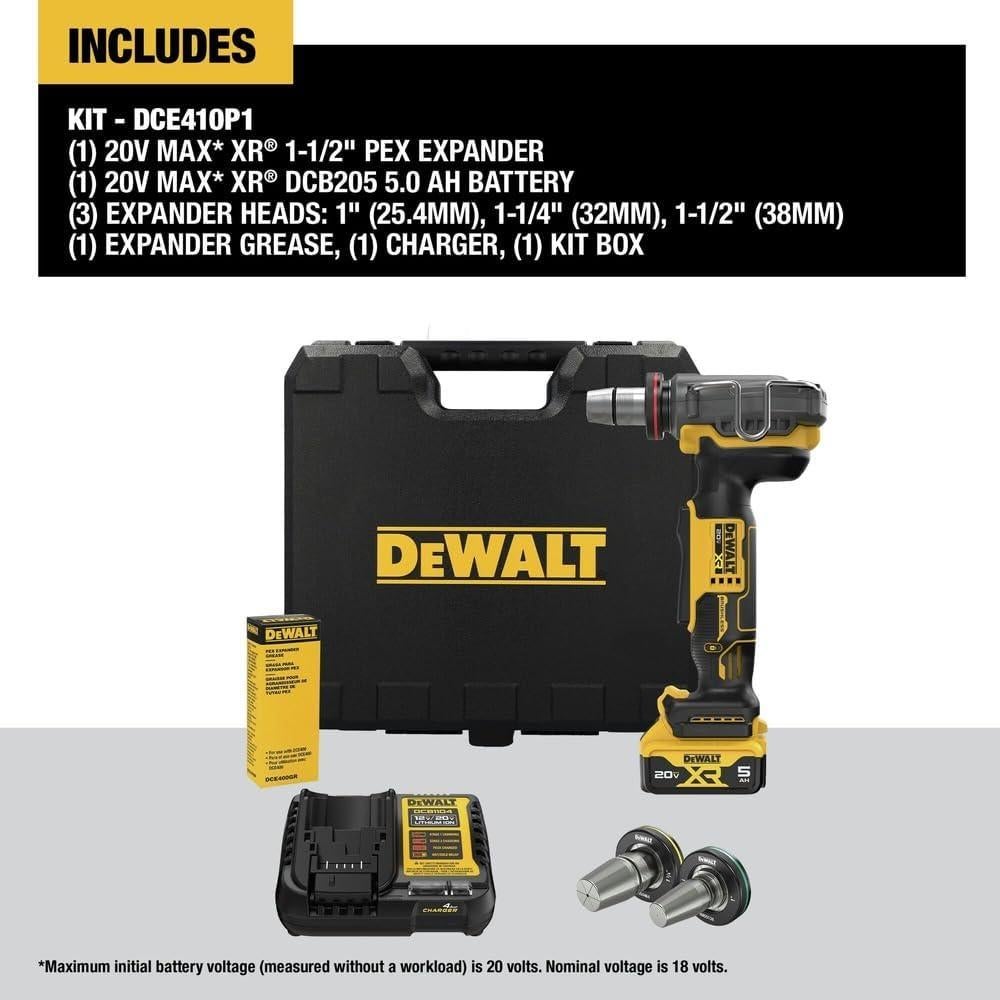 Expansor PEX DEWALT 20V MAX DCE410P1 Kit con Batería