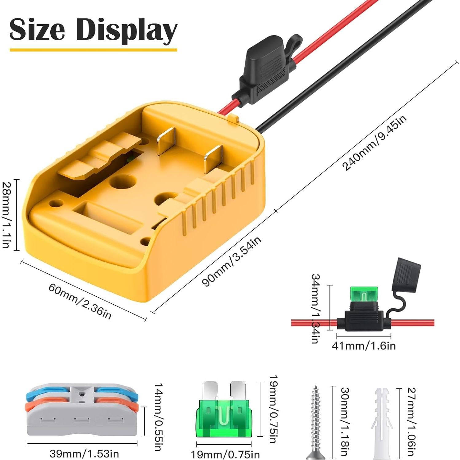 Adaptador Power Wheels Dewalt 20V 2 Paquetes con Fusibles