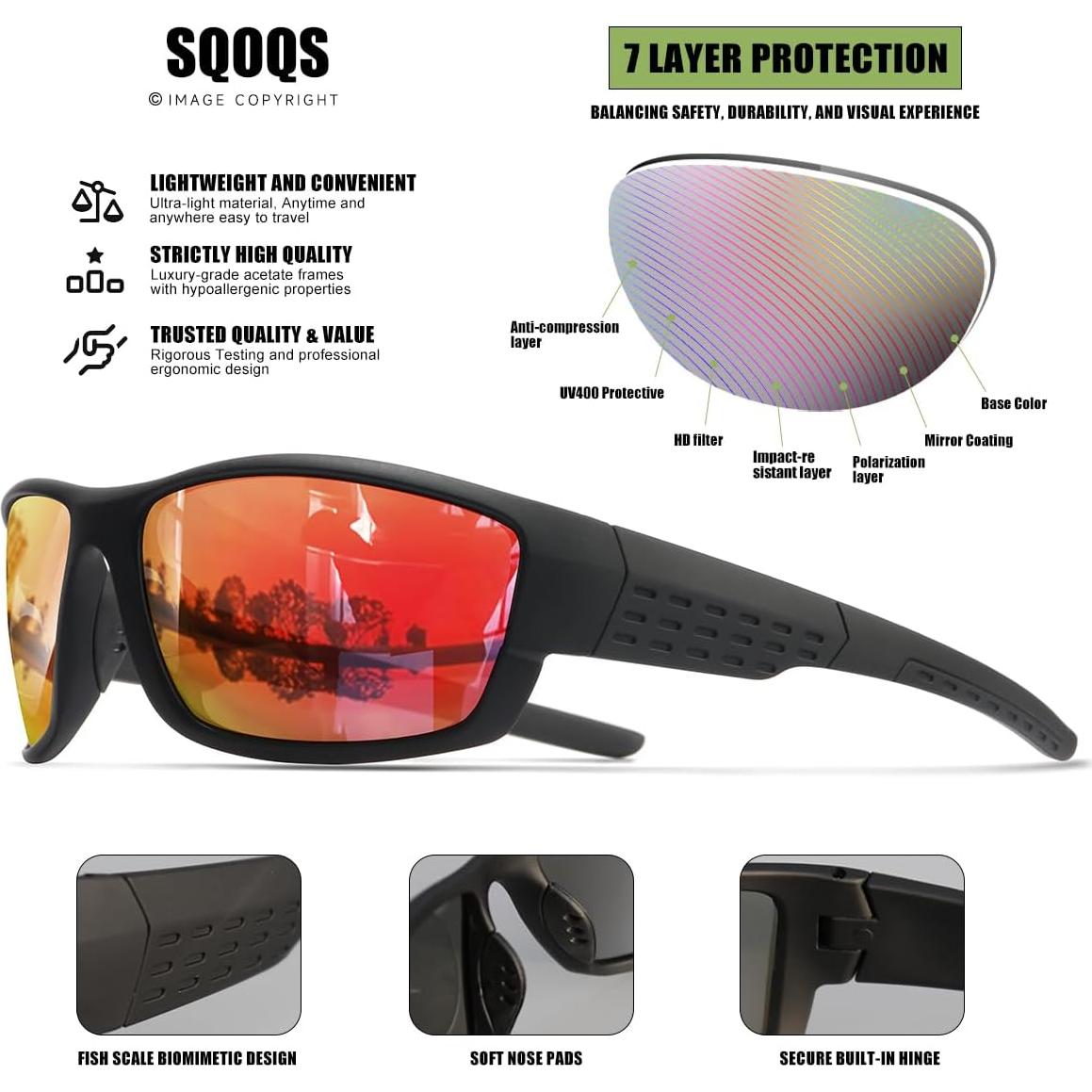 Gafas de sol deportivas polarizadas SQOQS UV400 3 pack