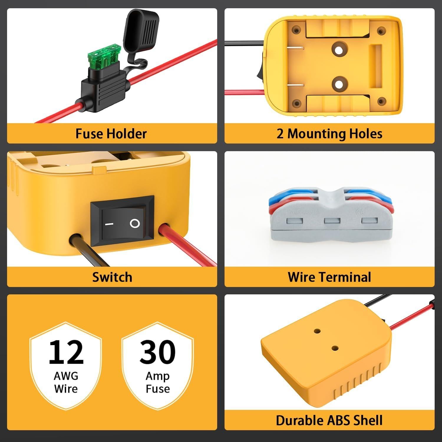 Adaptador para Batería Dewalt 20V Kzreect con Interruptor
