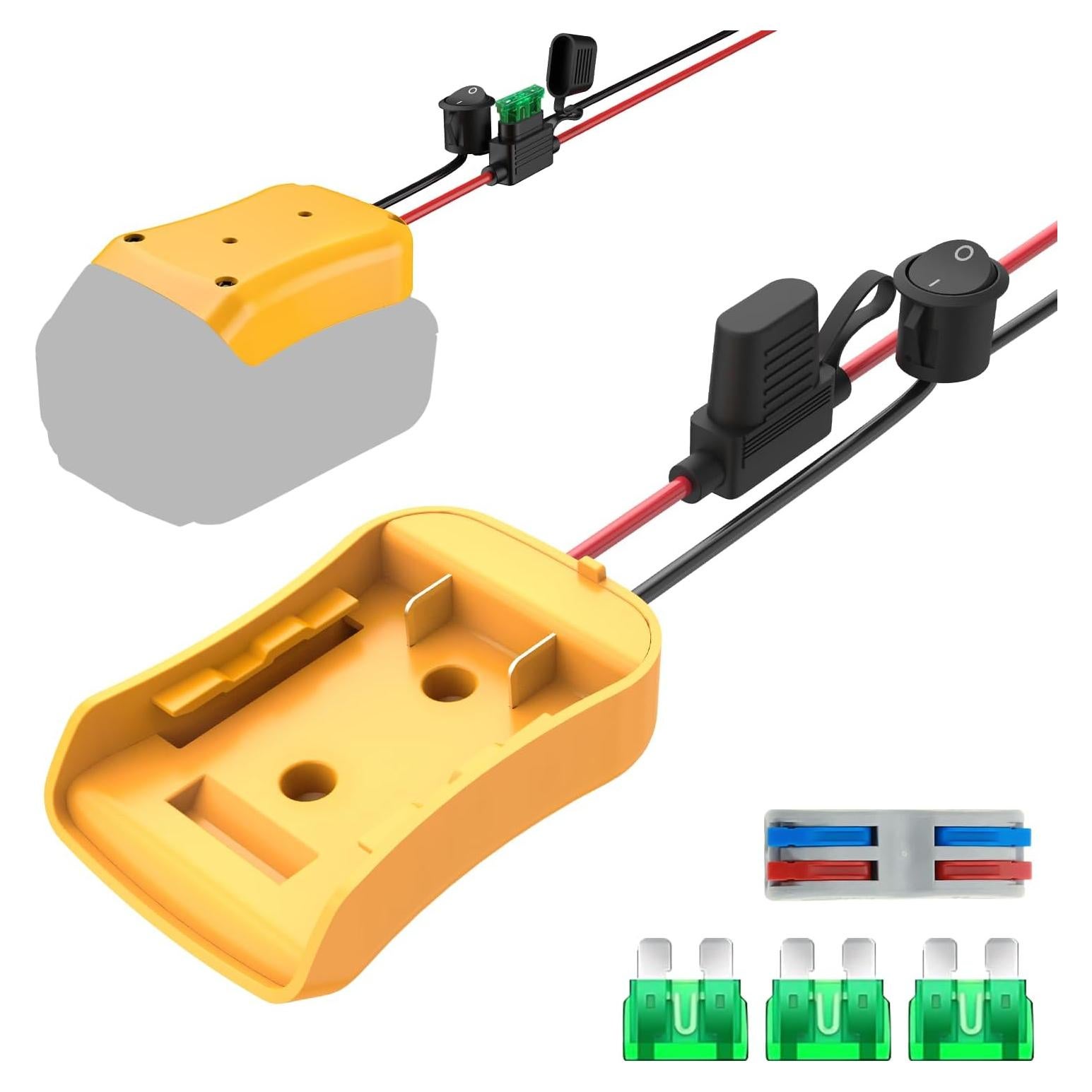 Adaptador para Batería Dewalt 20V Kzreect con Fusible y Cable