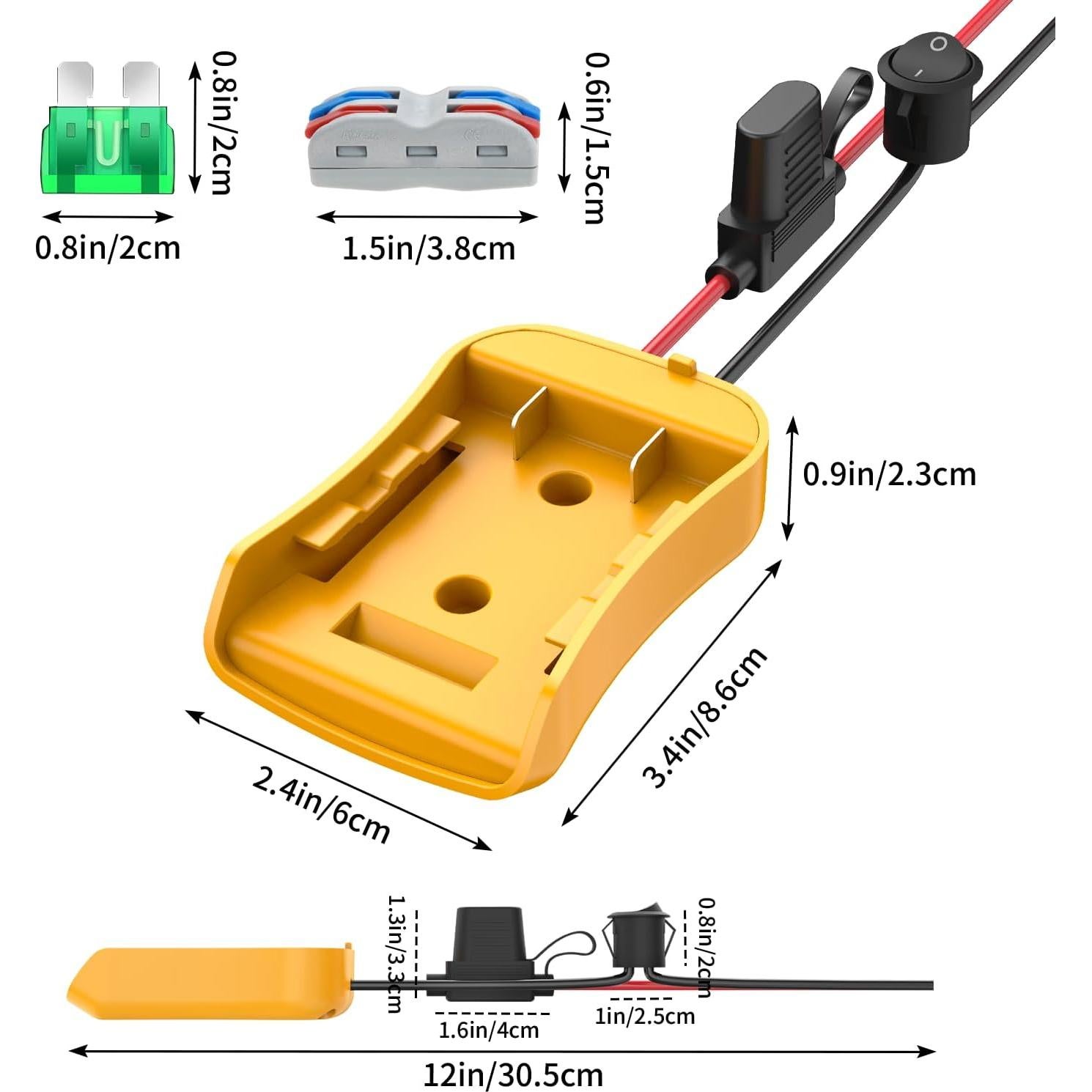 Adaptador para Batería Dewalt 20V Kzreect con Fusible y Cable
