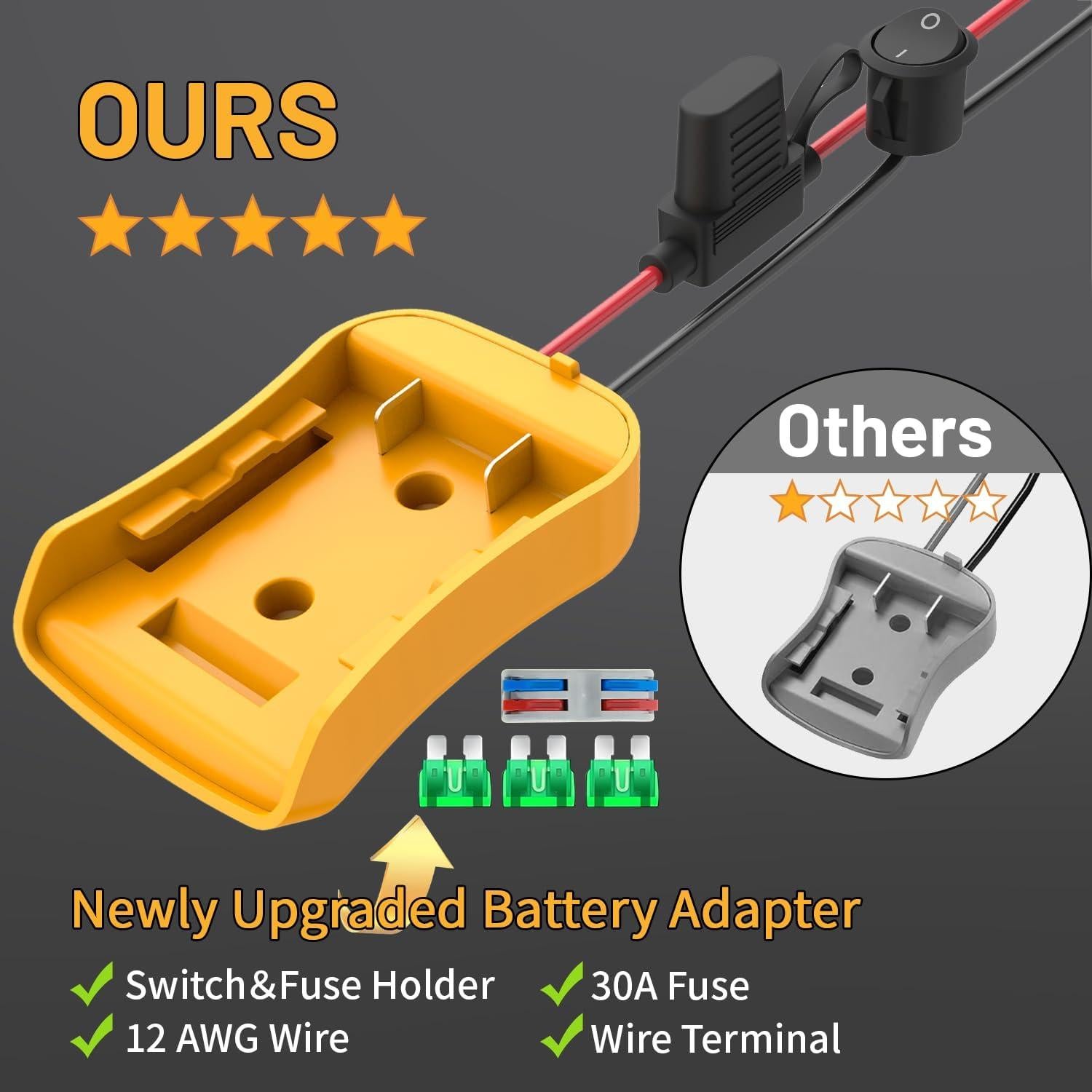 Adaptador para Batería Dewalt 20V Kzreect con Fusible y Cable