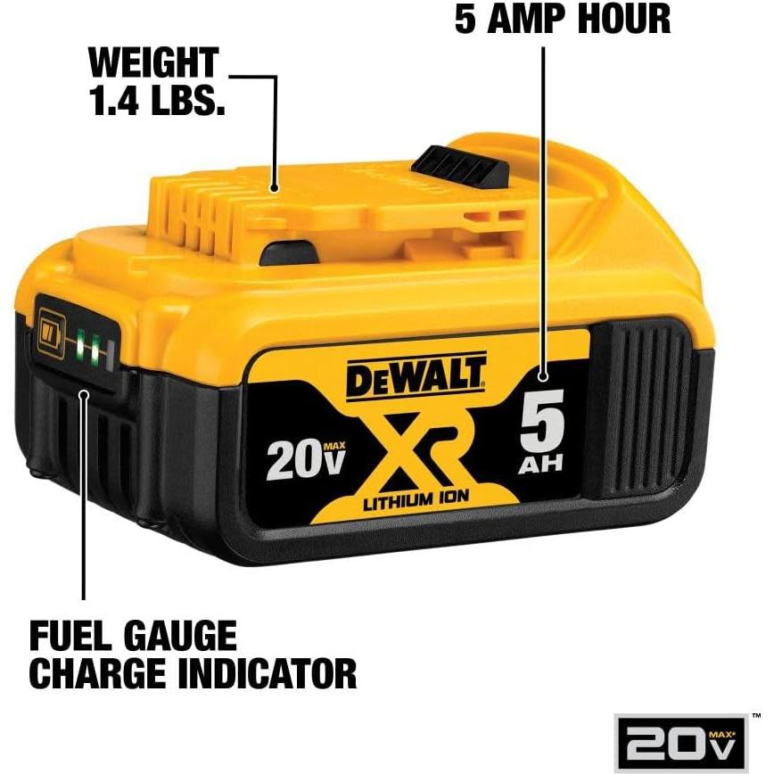 Batería DEWALT 20V MAX 5Ah con Cargador y Bolsa DCB205CK