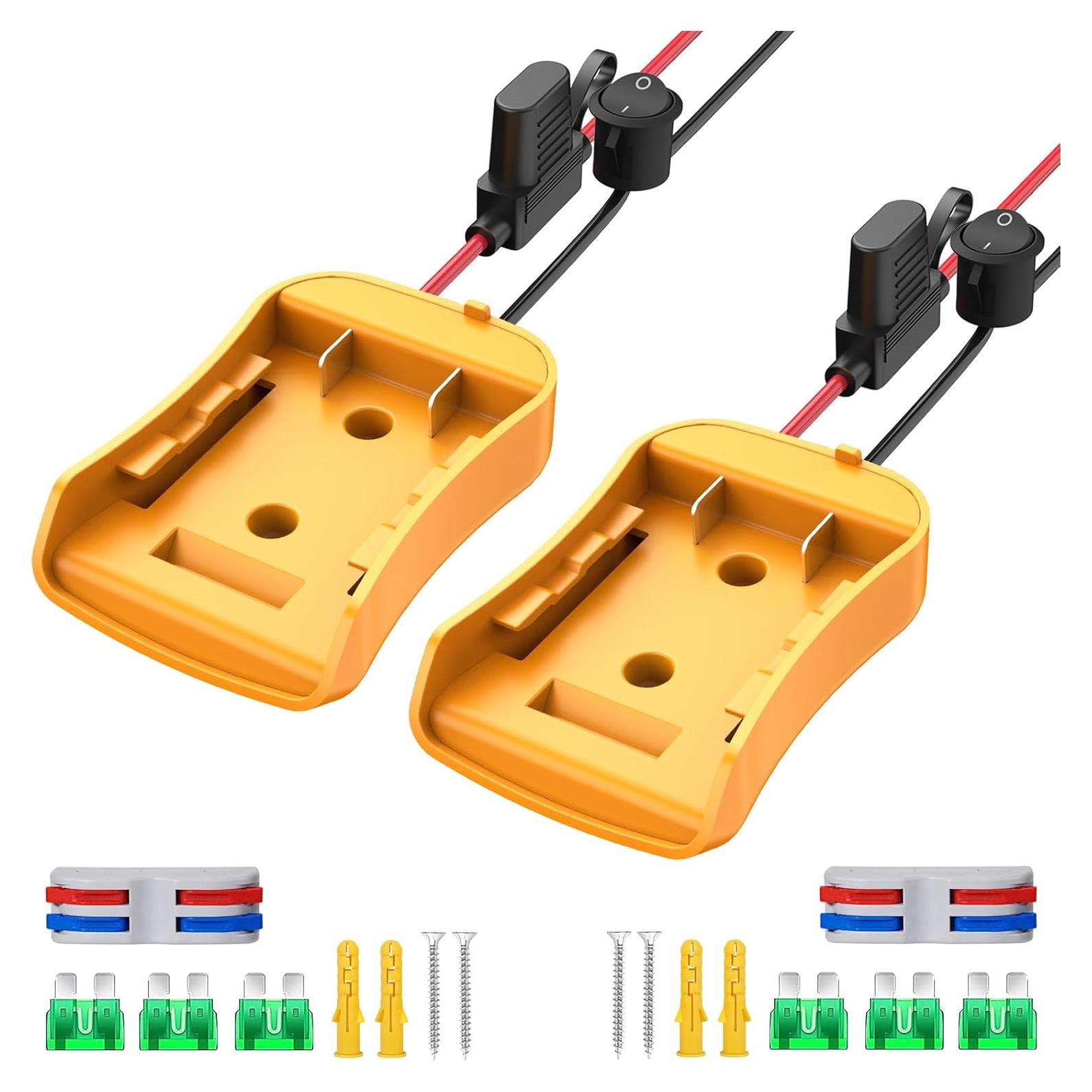 Adaptador de Batería Dewalt 20V Azocek con Fusible y Cable 12AWG
