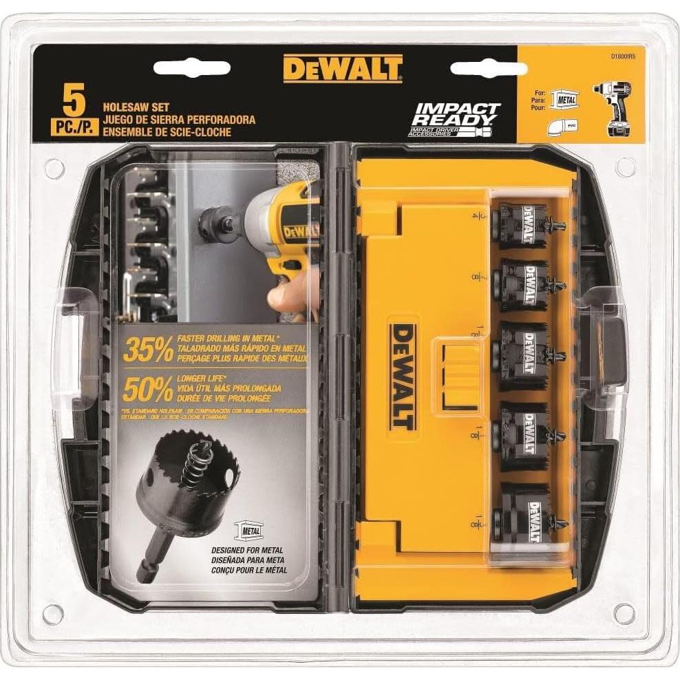 Kit de Sierras de Corona DEWALT D1800IR5, 5 Piezas para Metal