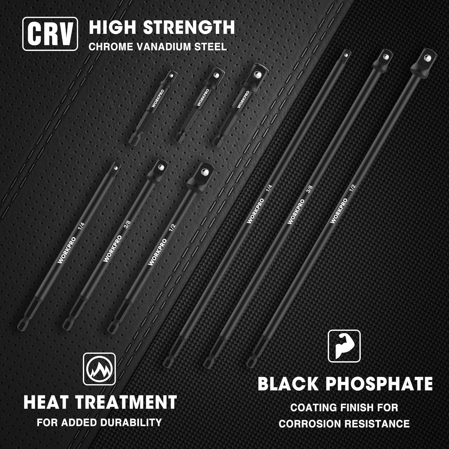 Set de Adaptadores de Socket WORKPRO 9 Piezas Hexagonal