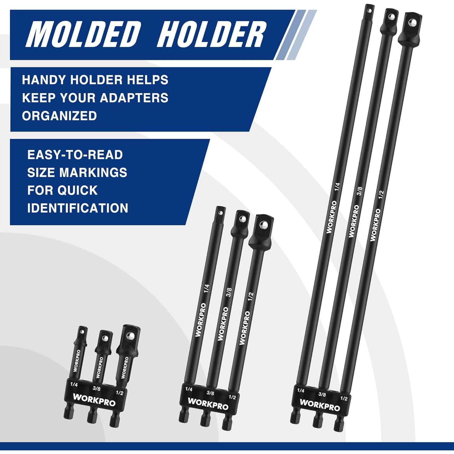 Set de Adaptadores de Socket WORKPRO 9 Piezas Hexagonal