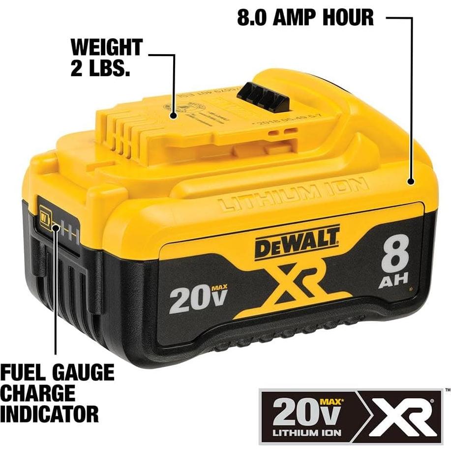 Batería DEWALT 20V MAX XR DCB208 8Ah con indicador LED