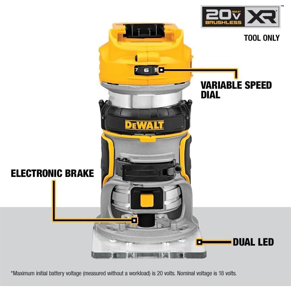 Router DEWALT DCW600B 20V MAX XR Base Fija 1.77 kg