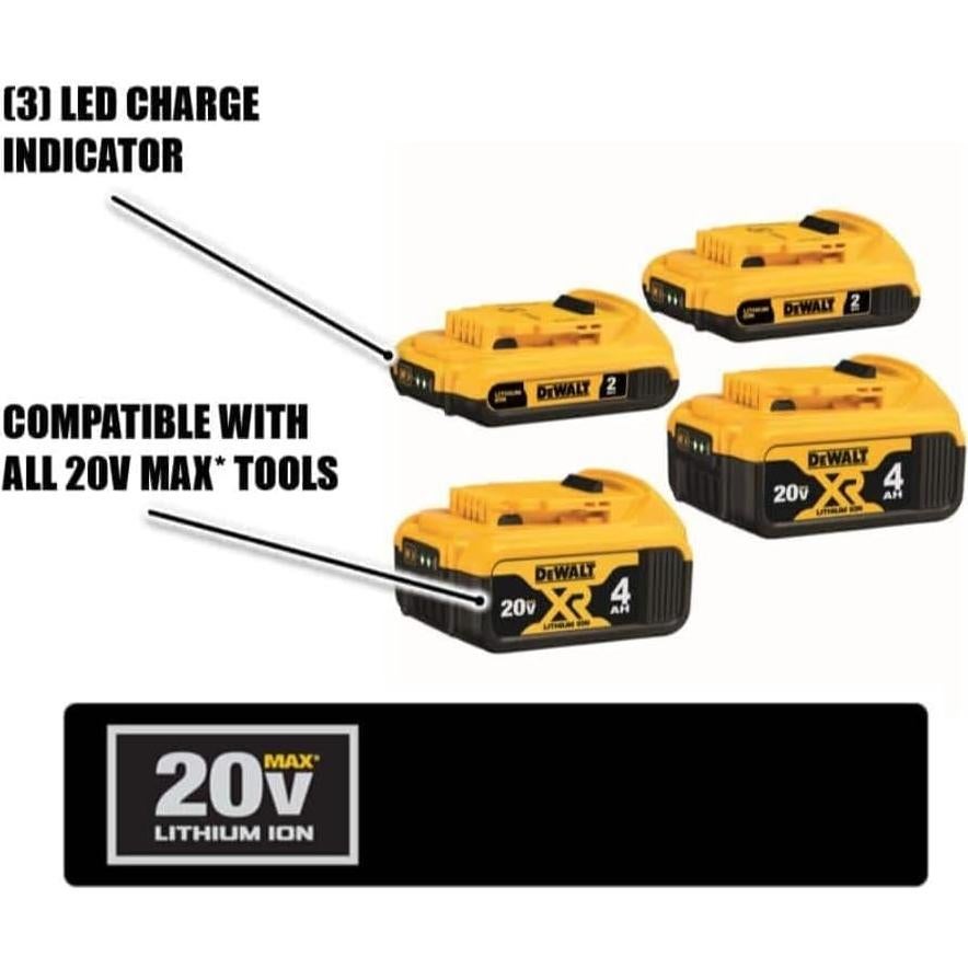 Baterías DEWALT 20V MAX, 4Ah y 2Ah, Paquete de 4