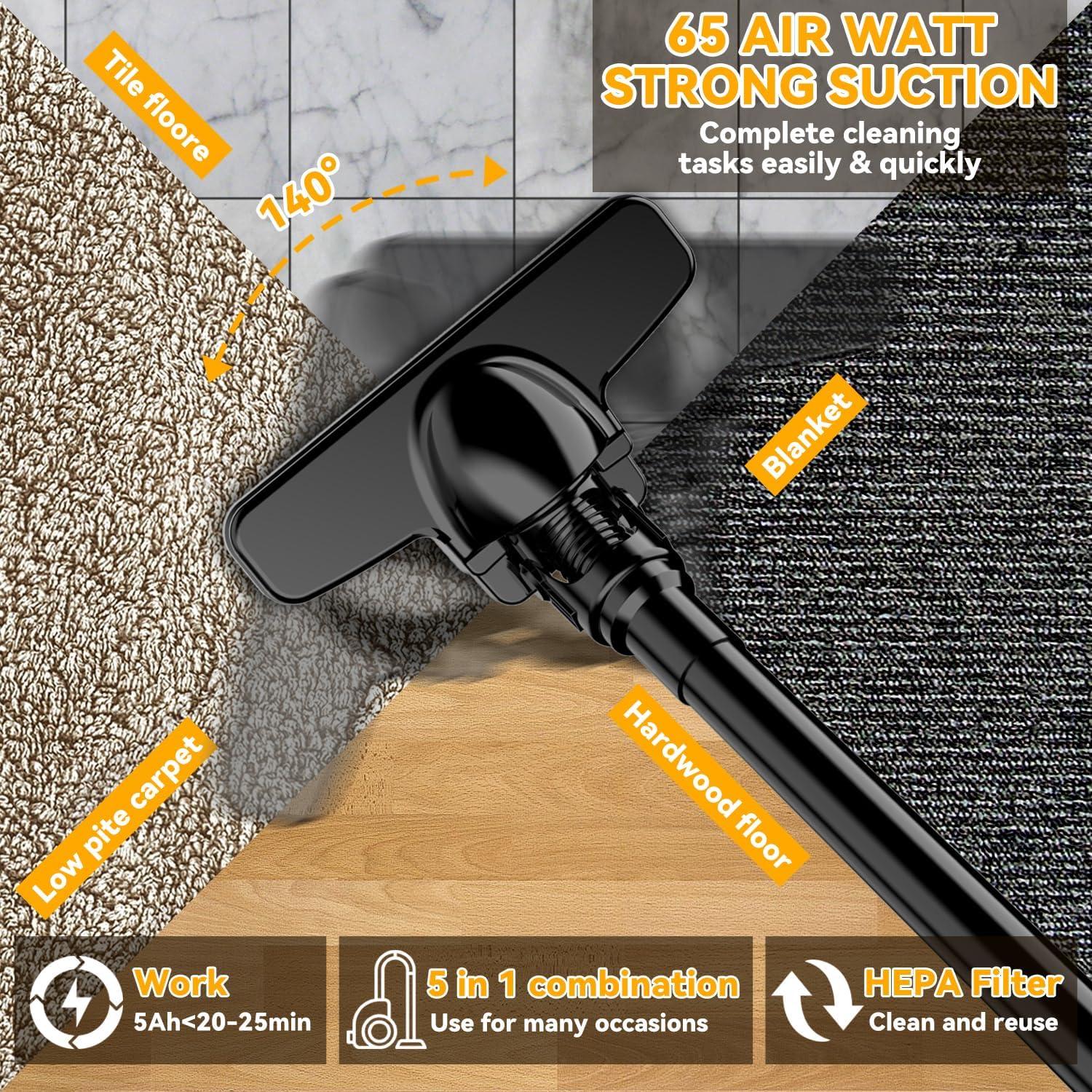 Aspiradora Inalámbrica KXX 20V 500W HEPA 5 en 1 Amarilla