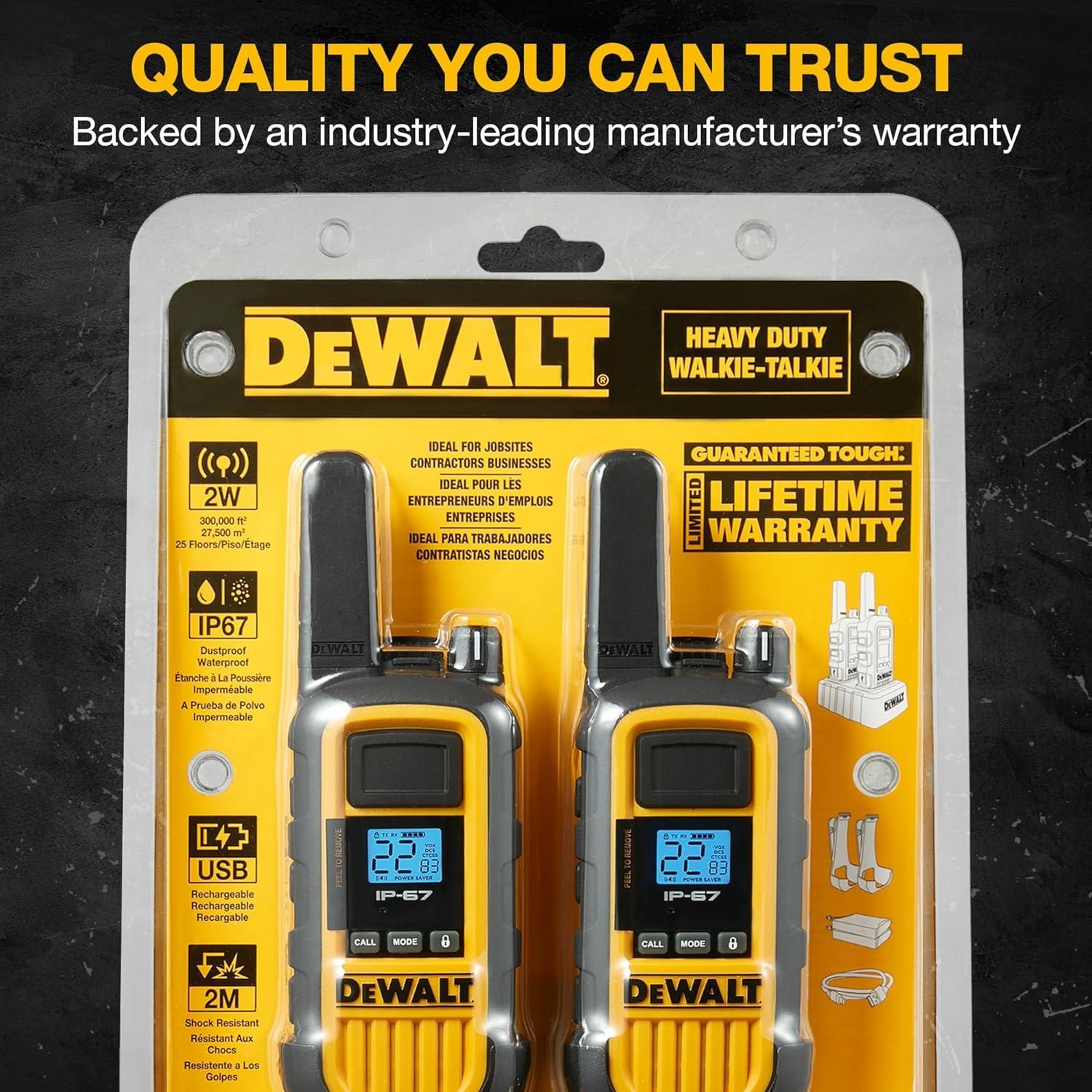 Walkie Talkies DEWALT DXFRS800 2W Resistente IP67 Paquete 6