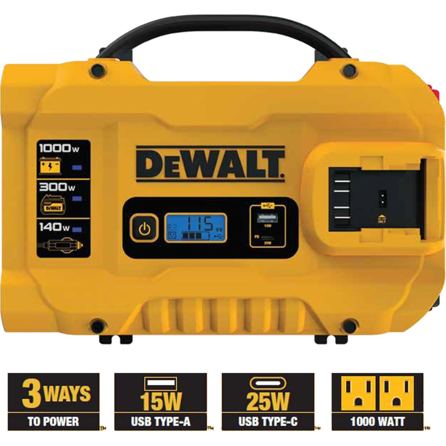 Inversor DEWALT DXAEPIP3W 1000W 3 Salidas USB y CA