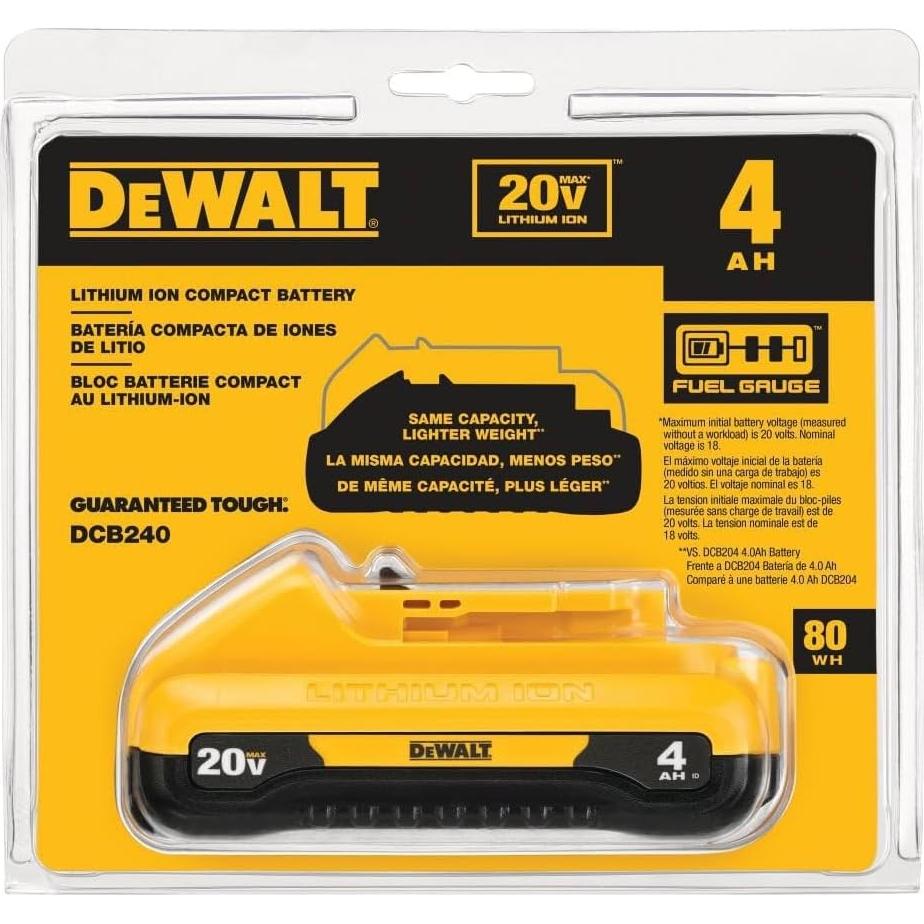 Batería de Litio Ión 4Ah 20V DEWALT DCB240 - Compacta