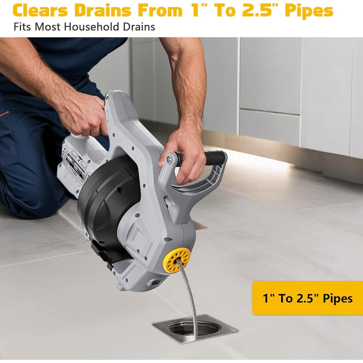 Desatascador Inalámbrico Thagbrco 20V para Drenajes 7.62m