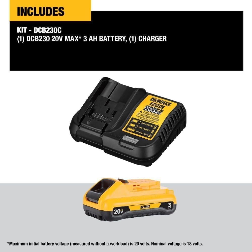 Batería DEWALT 20V MAX 3Ah con Cargador Rápido DCB230C