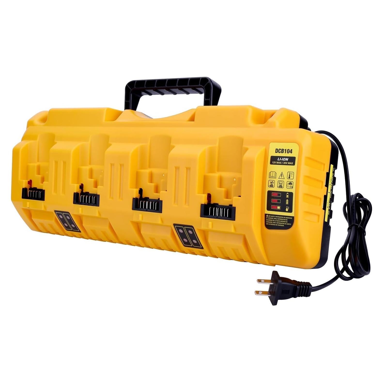 Cargador Rápido 4 Puertos Dewalt 12V 20V DCB104 Carga Eficiente