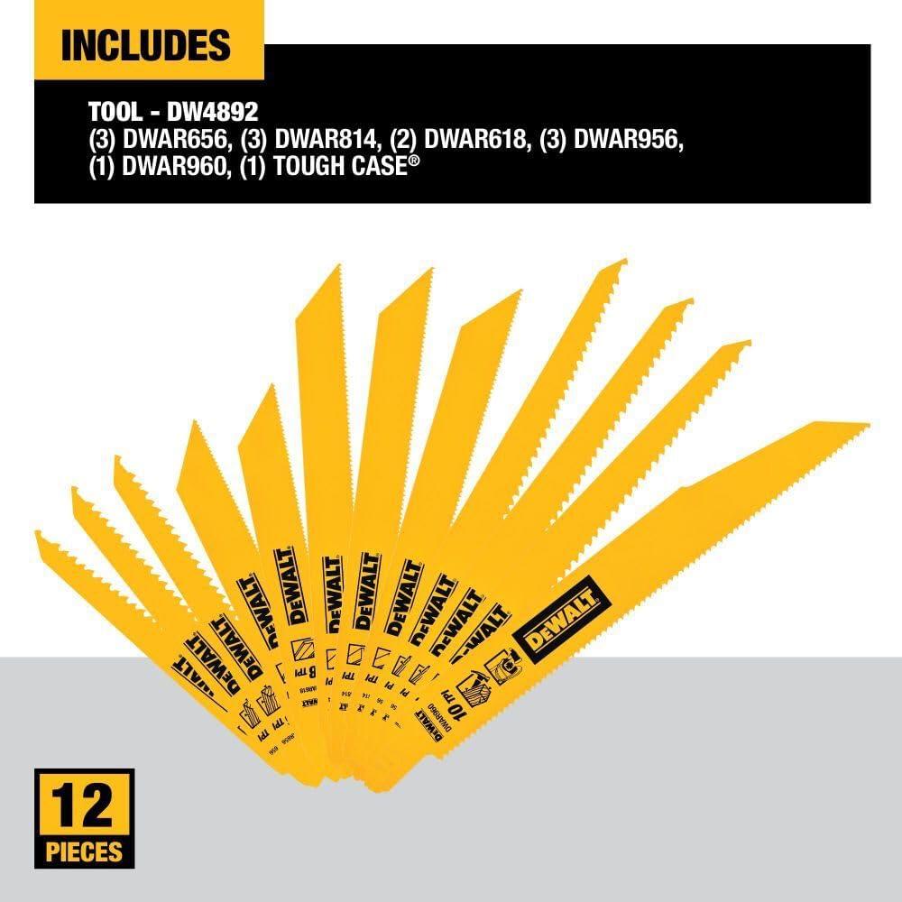 Juego de 12 Hojas de Sierra Recíproca DEWALT DW4892