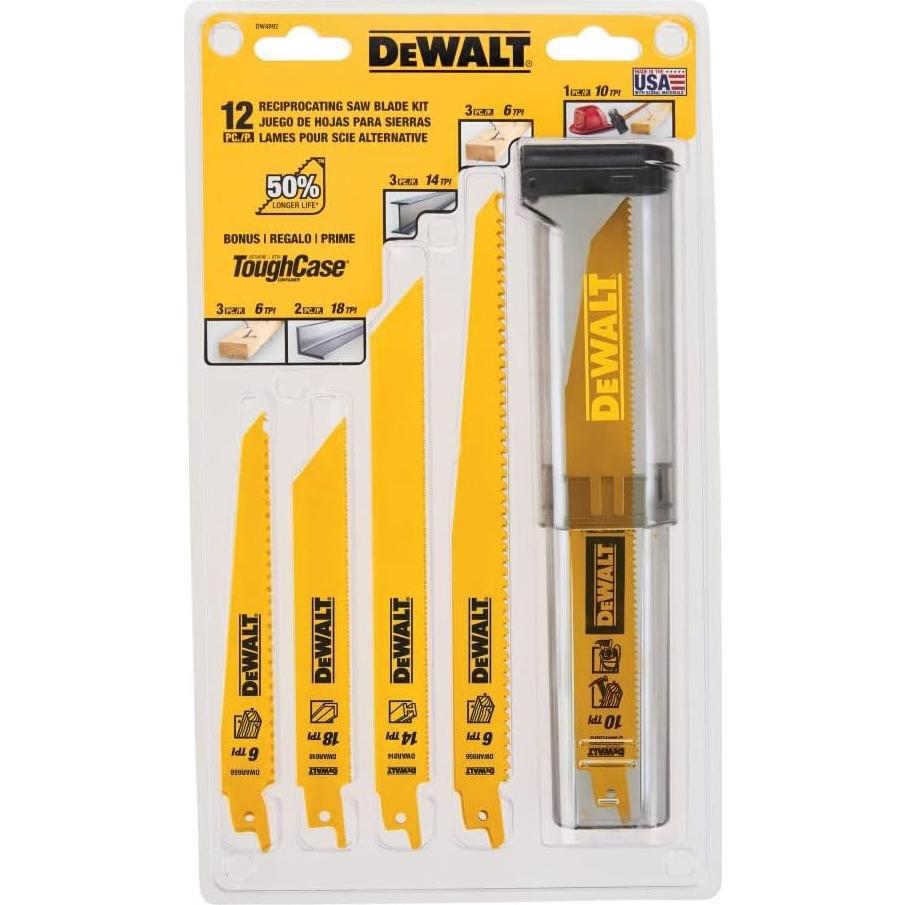 Juego de 12 Hojas de Sierra Recíproca DEWALT DW4892