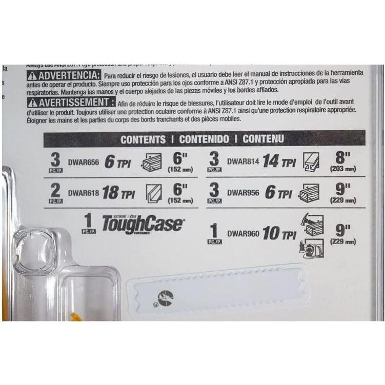 Juego de 12 Hojas de Sierra Recíproca DEWALT DW4892