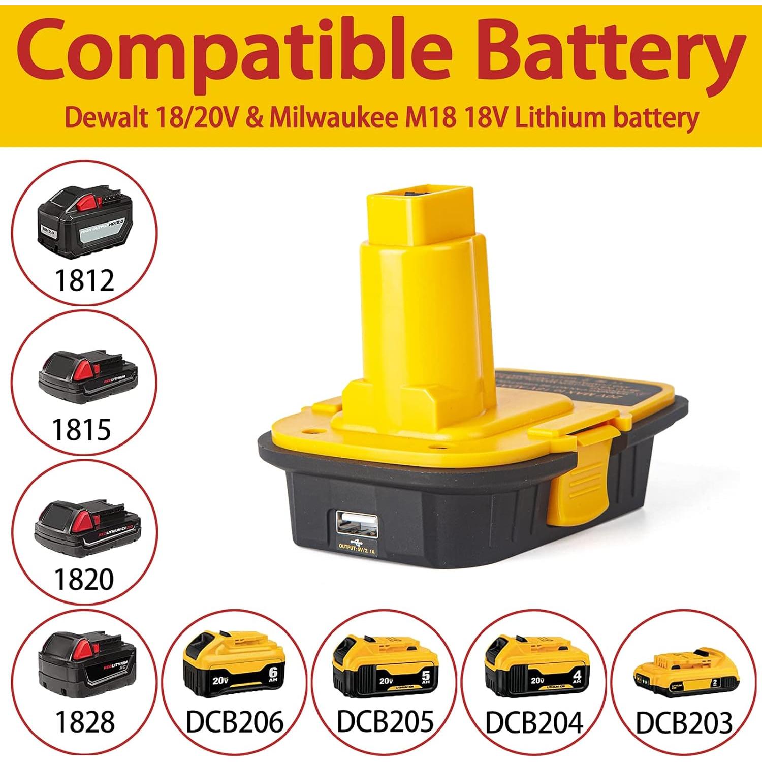 Adaptador DM18D DeWalt 18V a 20V y Milwaukee M18