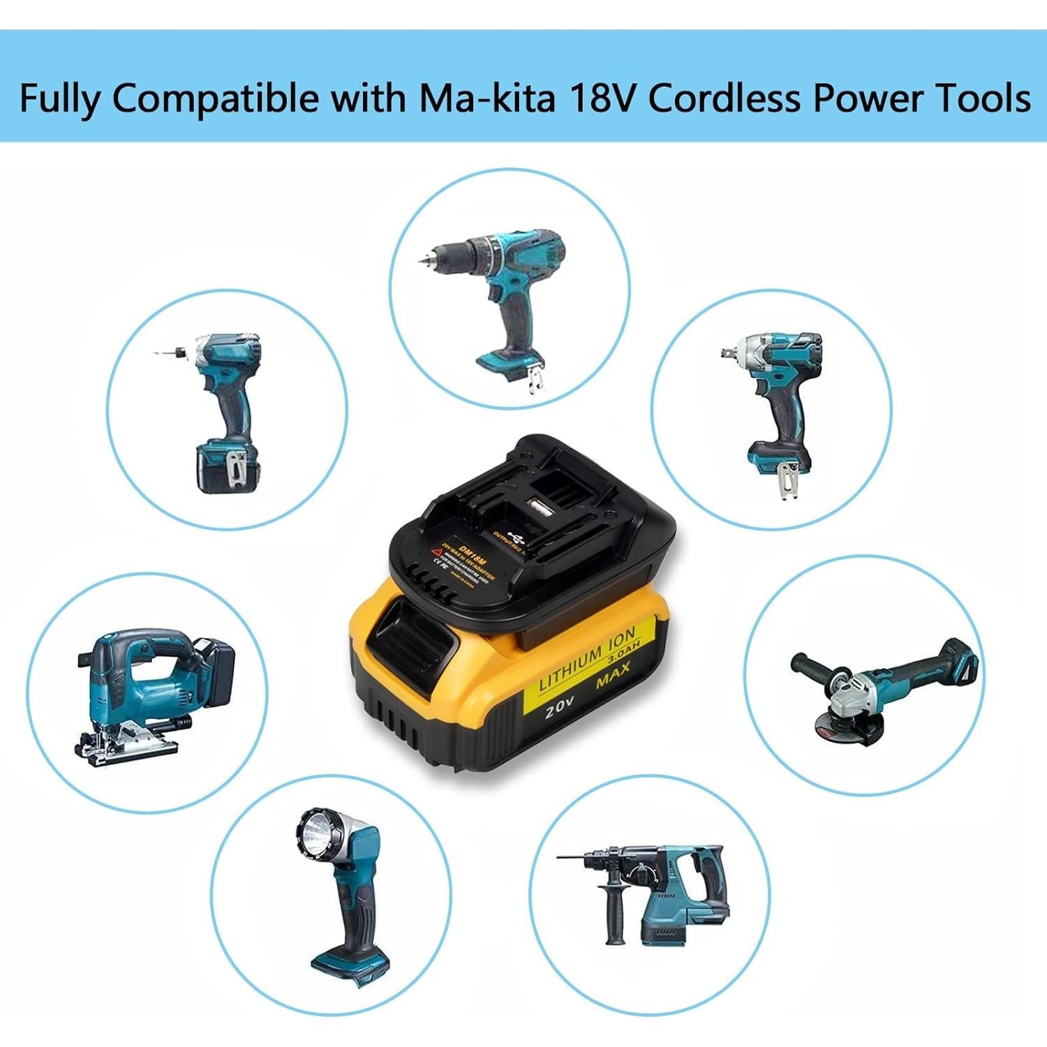 Adaptador de Batería DM18M Echoyee 18V USB Compatible Makita