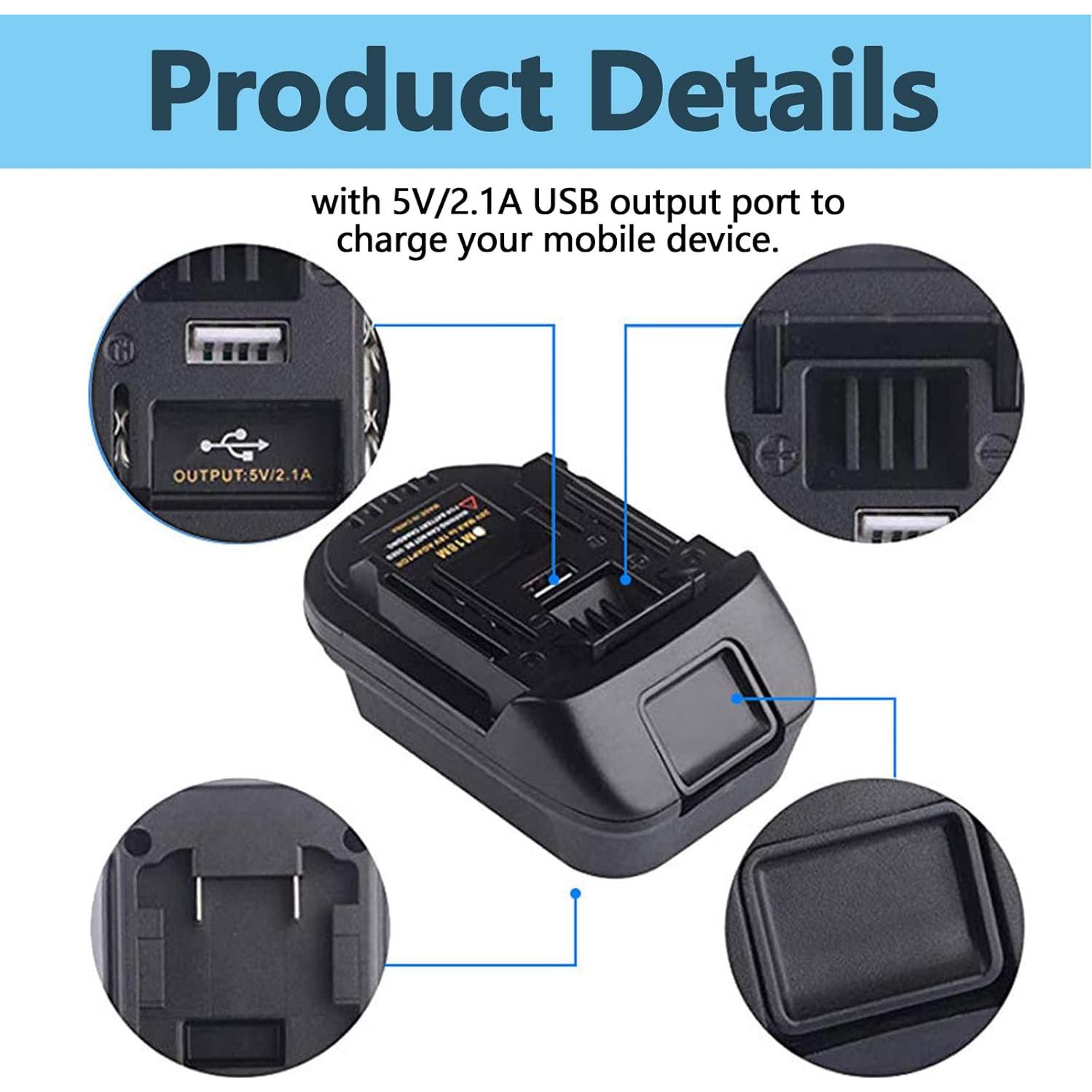 Adaptador de Batería DM18M Echoyee 18V USB Compatible Makita