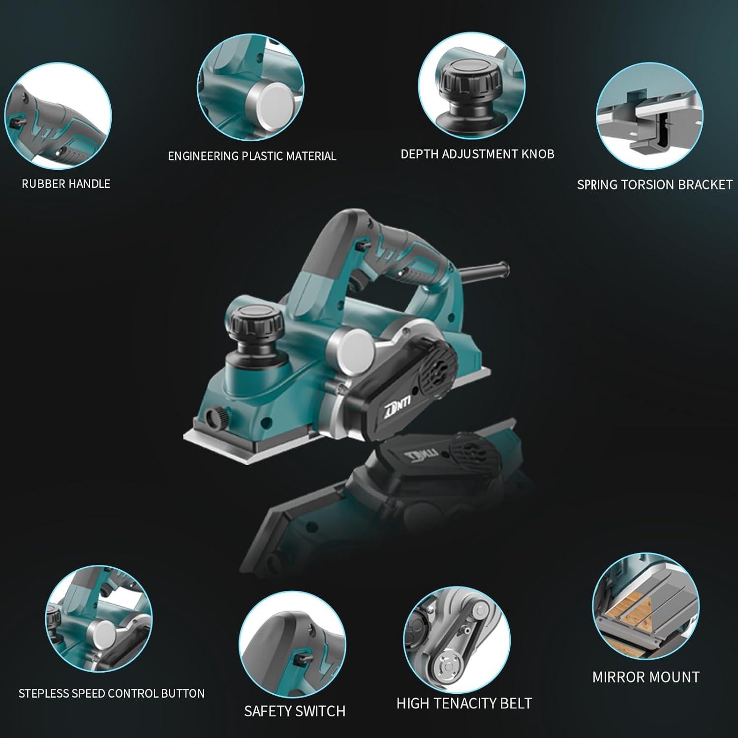 Planeadora eléctrica DNTI 3.2 cm 6.6A 17000 RPM para madera