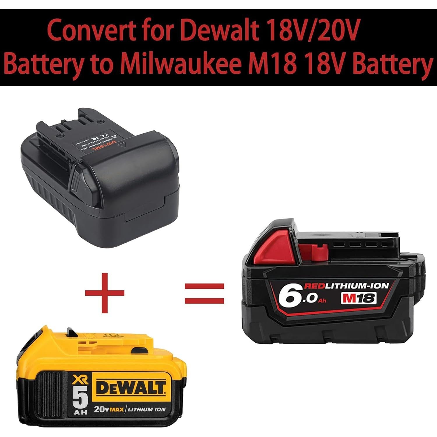 Adaptador de Batería DeWalt a Milwaukee M18 18V-20V